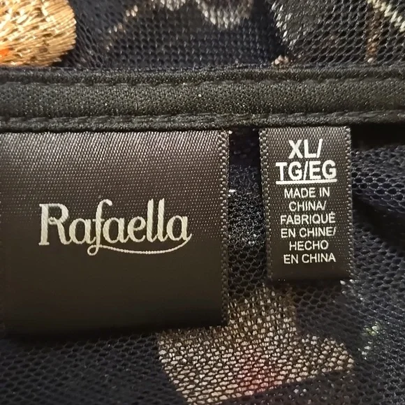 Rafaella black 2 pc mesh embroidered top Sz XL - Picture 5 of 6